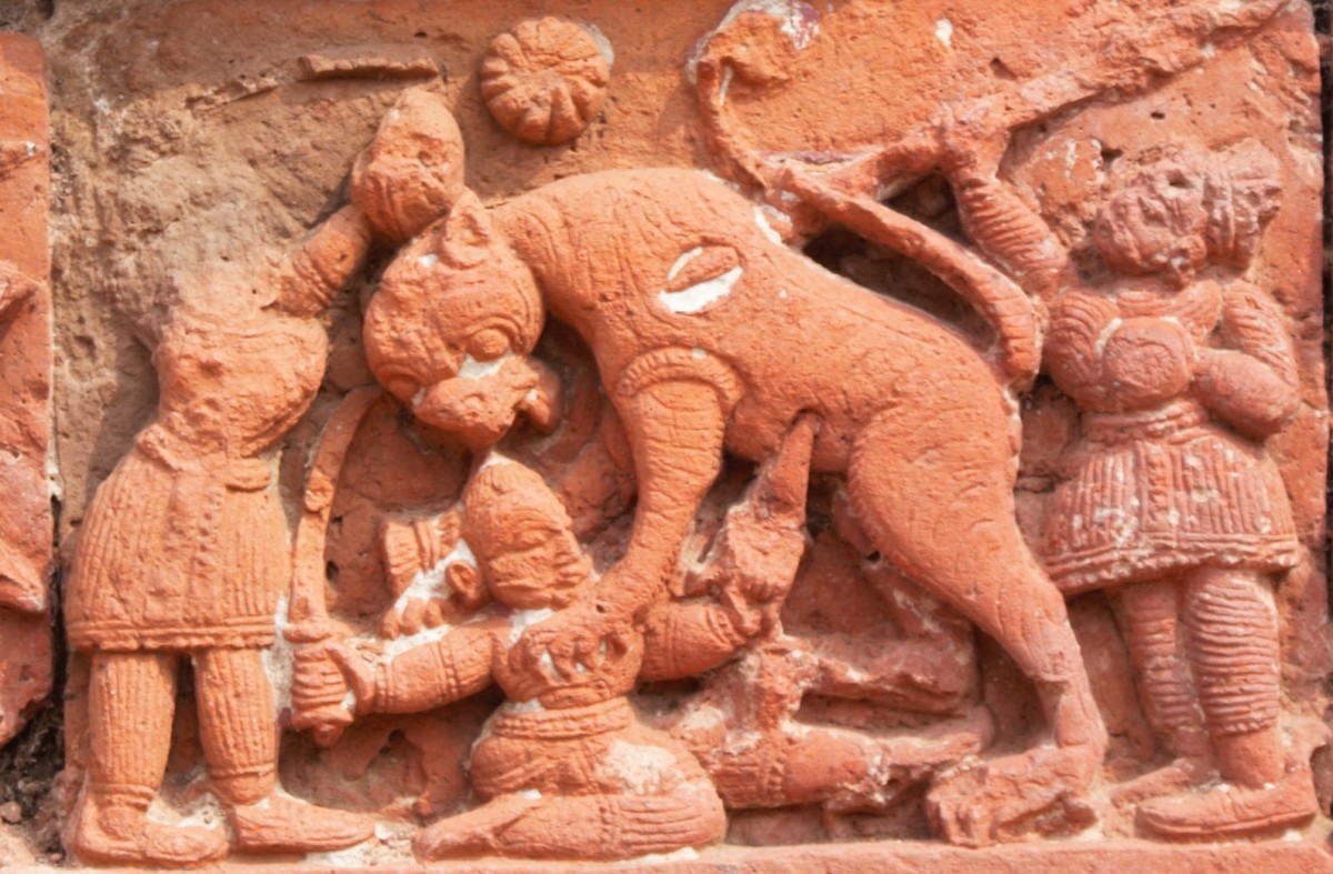 Hunter with sword and dagger; Ramchandra temple; Guptipara, Hooghly