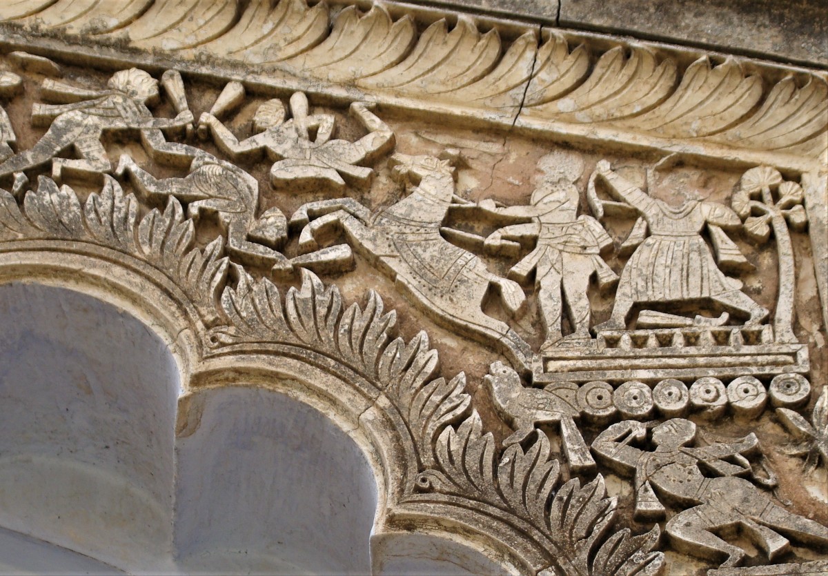 Temple decoration in stucco : Charbangla temple; Baronagar, Murshidabad 