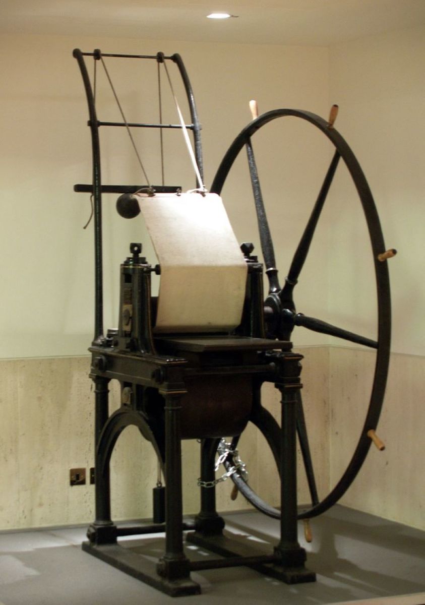 Jacob Perkins 1819 printing press is now housed at the British Library. 