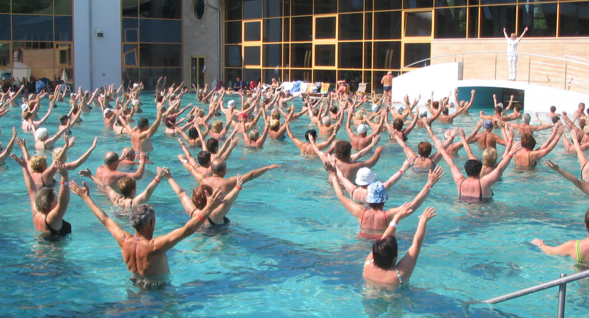 Once you turn 70 you can get a membership into the senior birthday cult where you worship your leader from a swimming pool.