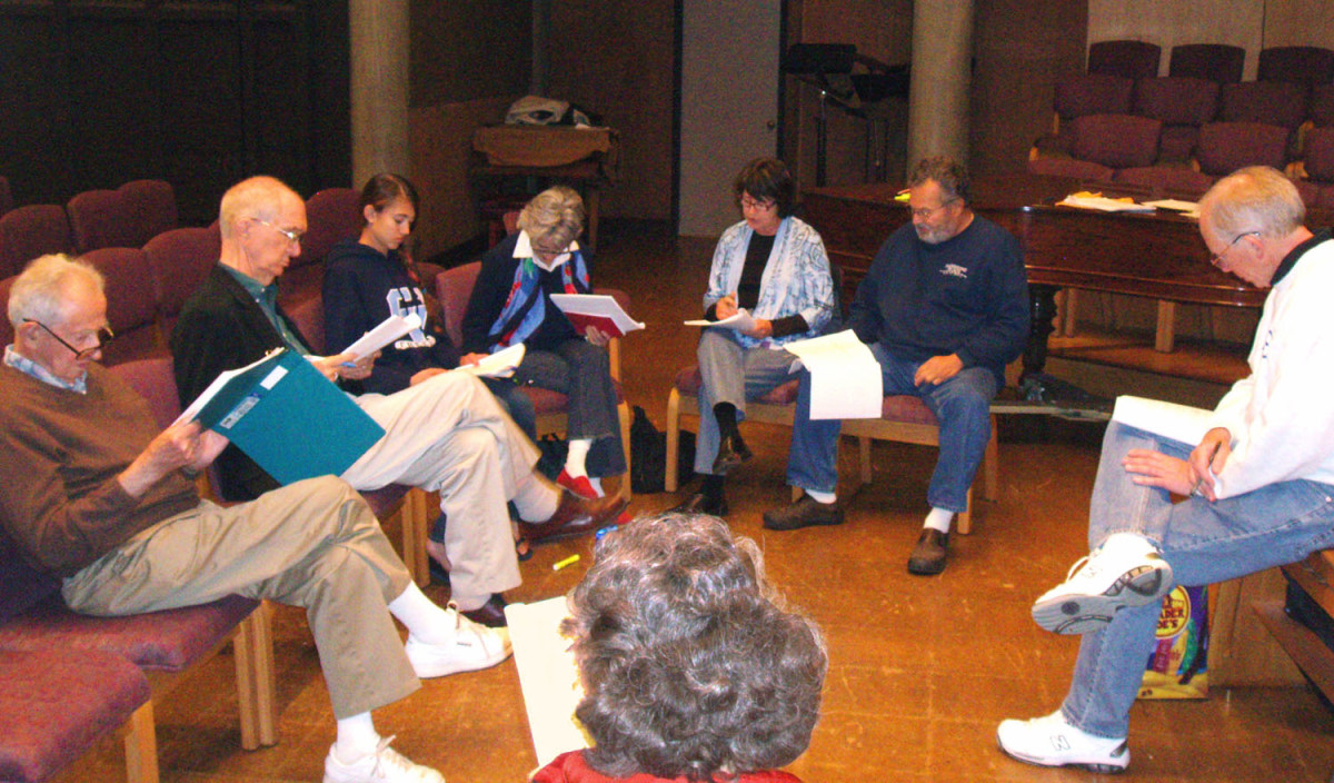 "Mother Earth vs. the World's People" was a fun play to put on, and was well received with a standing ovation. Here we are reading the script for the first time.