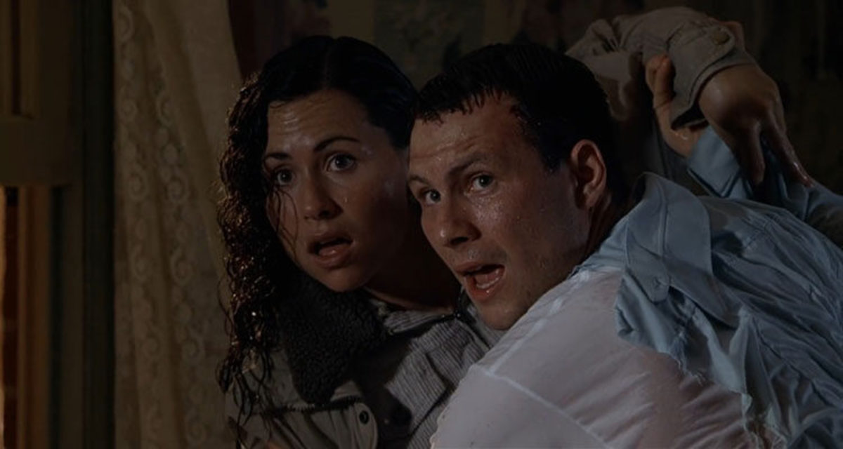 Although wet, Karen (Minnie Driver) and Tom (Christian Slater) get wetter as the dam breaks