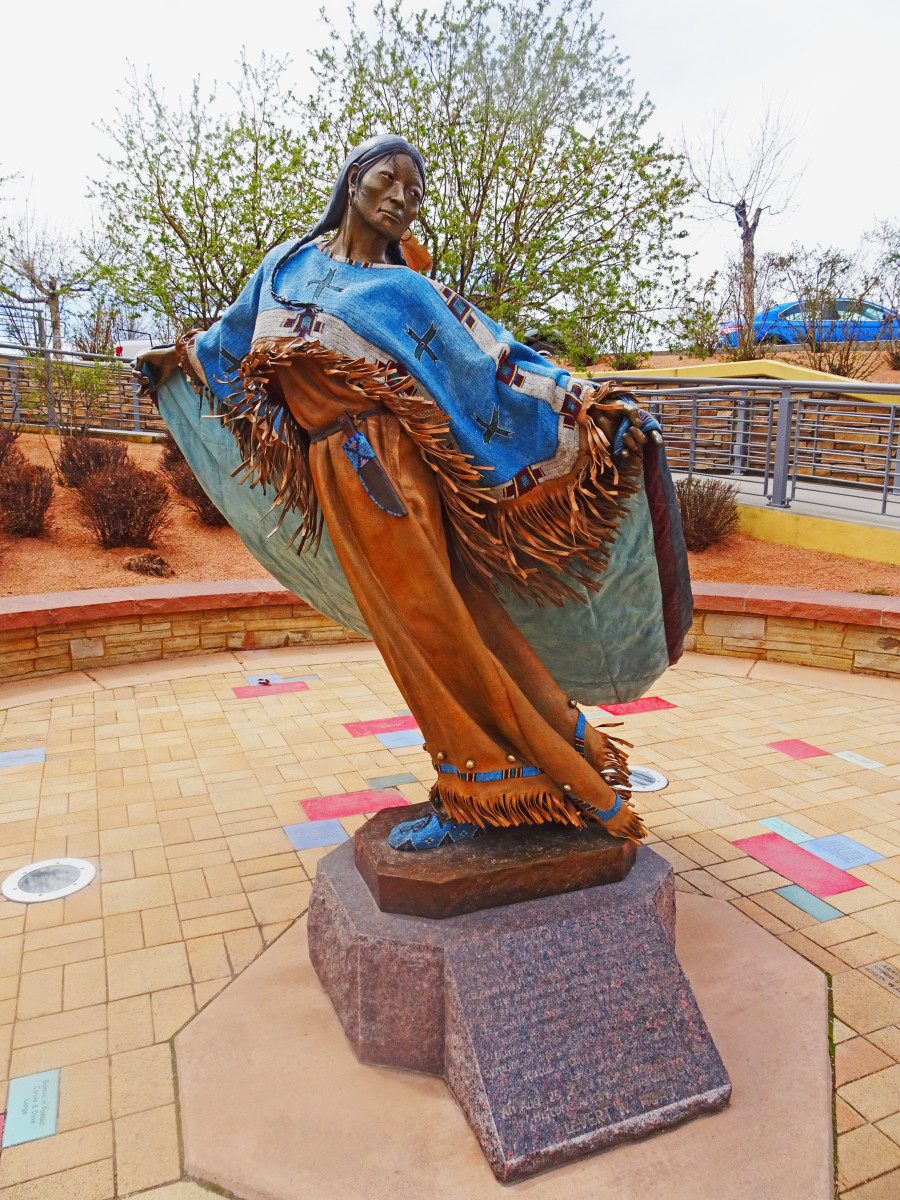 This beautiful sculpture of a Native American woman graces the Pueblo Riverwalk in the Gateway Park area