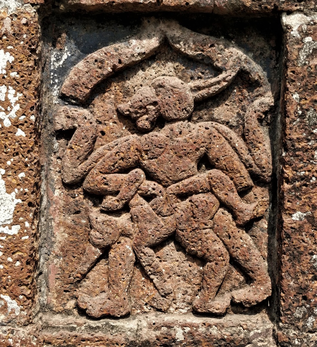 Nrisingha Deva in stone bas-relief; Gokulchand temple, Gokulnagar, Bankura