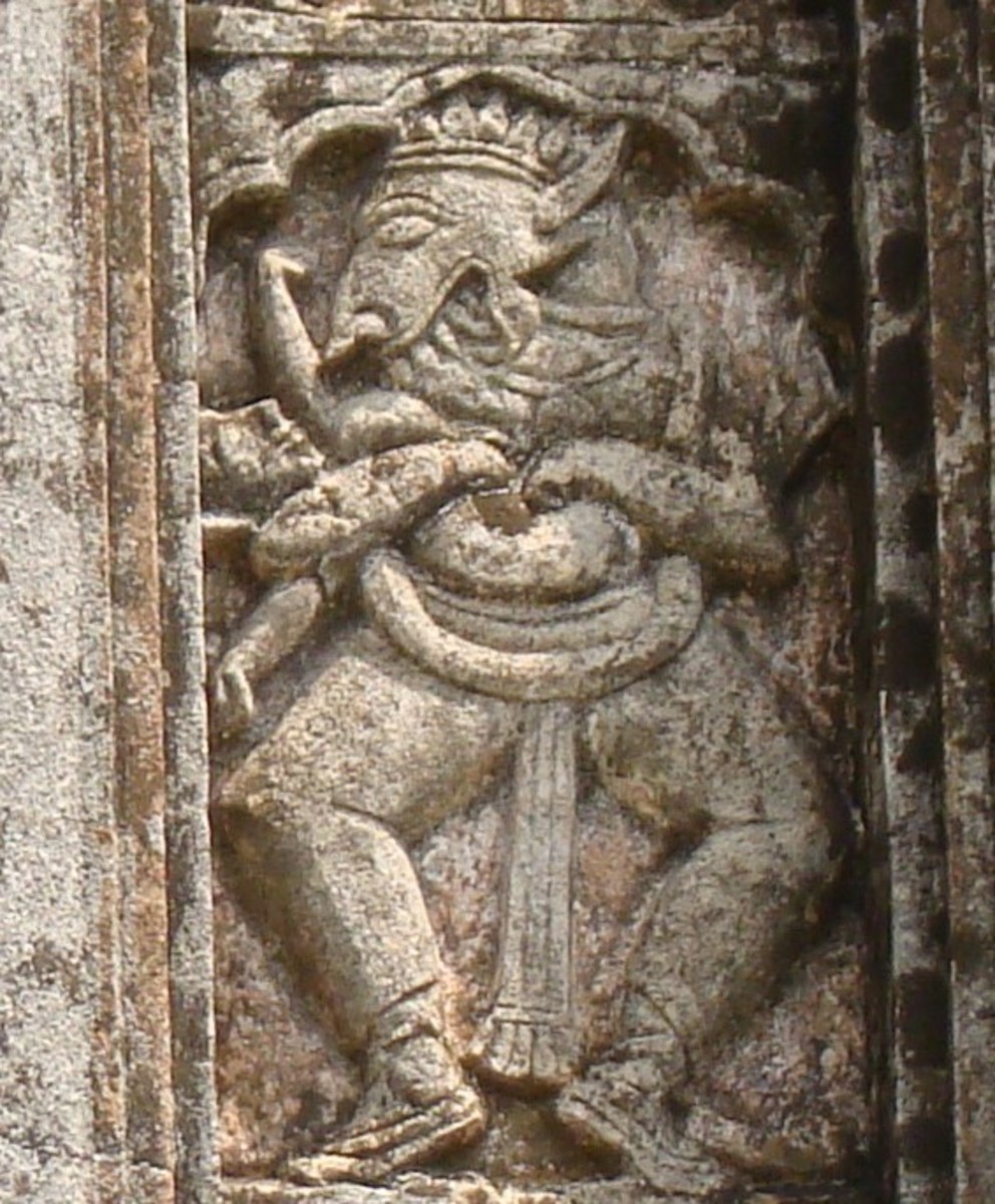 Nrisingha Deva in stucco; Bhavanishwar temple; Baronagar, Murshidabad