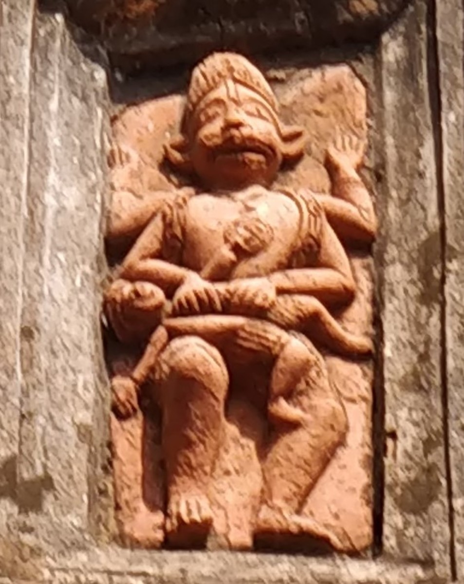 4-armed Nrisingha Deva; terracotta; Jaipur, Bankura