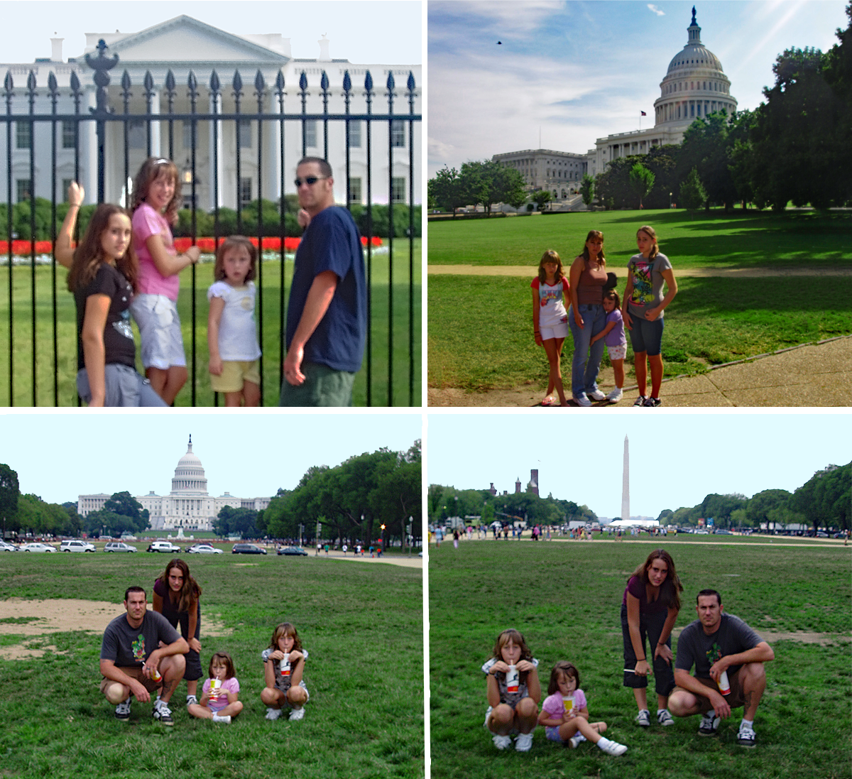 Shots of the family around DC. Pictured in front of the White House, the capitol and the National Mall. 