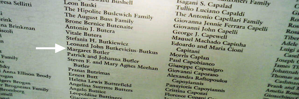 My great-grandmother's name on the Ellis Island Wall of Honor.