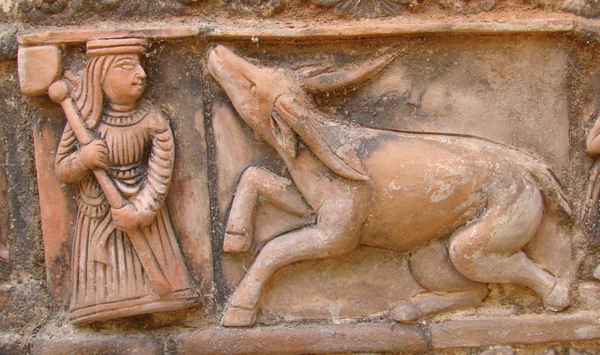 Derr hunting; terracotta; Nabaratna Shiva temple; Panchthupi, Murshidabad
