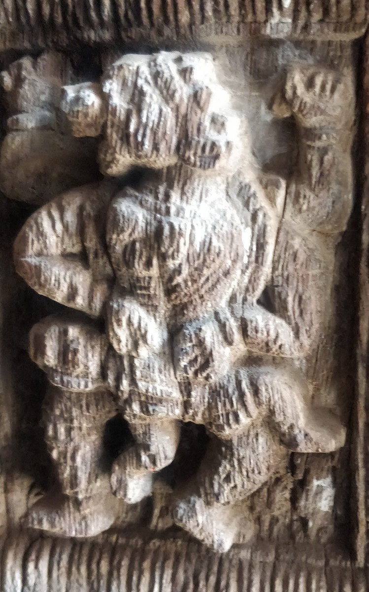 Nrisingha Avatar in wood carving; Jaipur, Bankura
