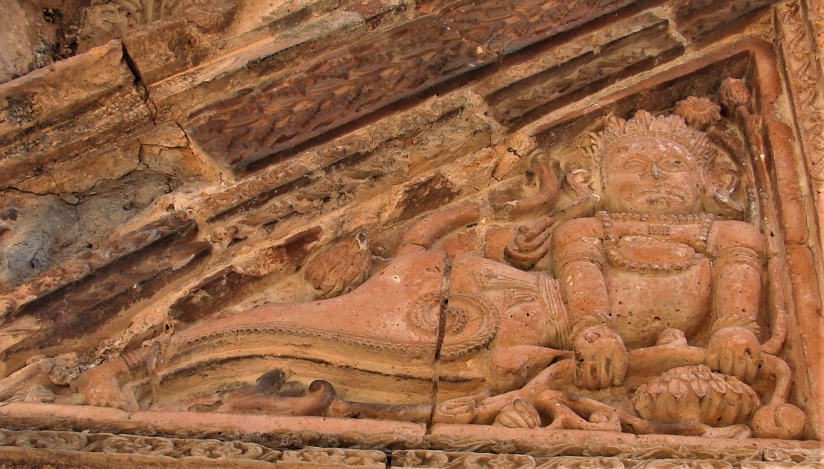 Man-lion (Narasingha); terracotta; Gangeswar temple; Baronagar, Murshidabad