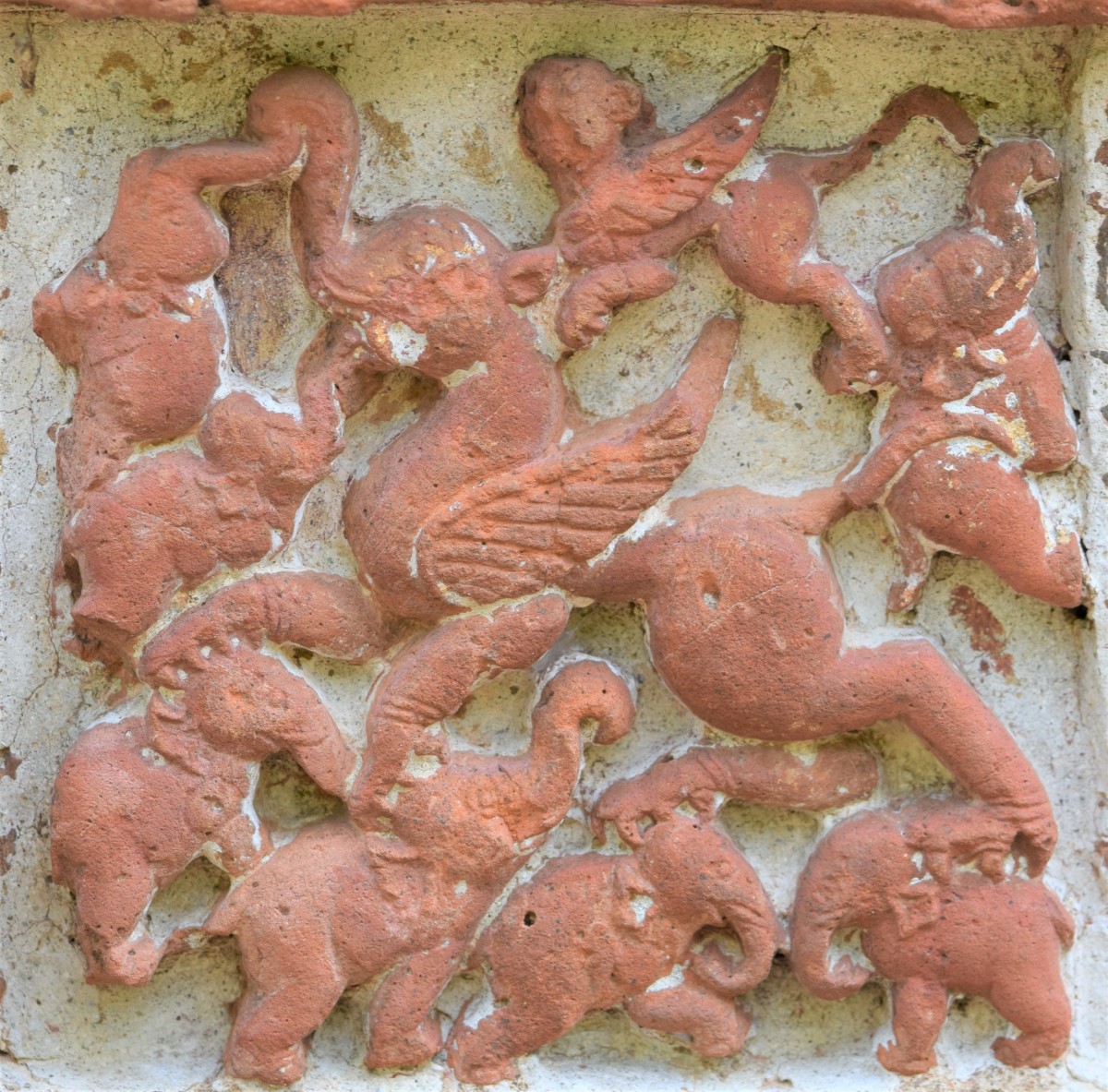 Yali or Viyala (Gaja-viyala); terracotta; Shyamrai temple; Vishnupur, Bankura