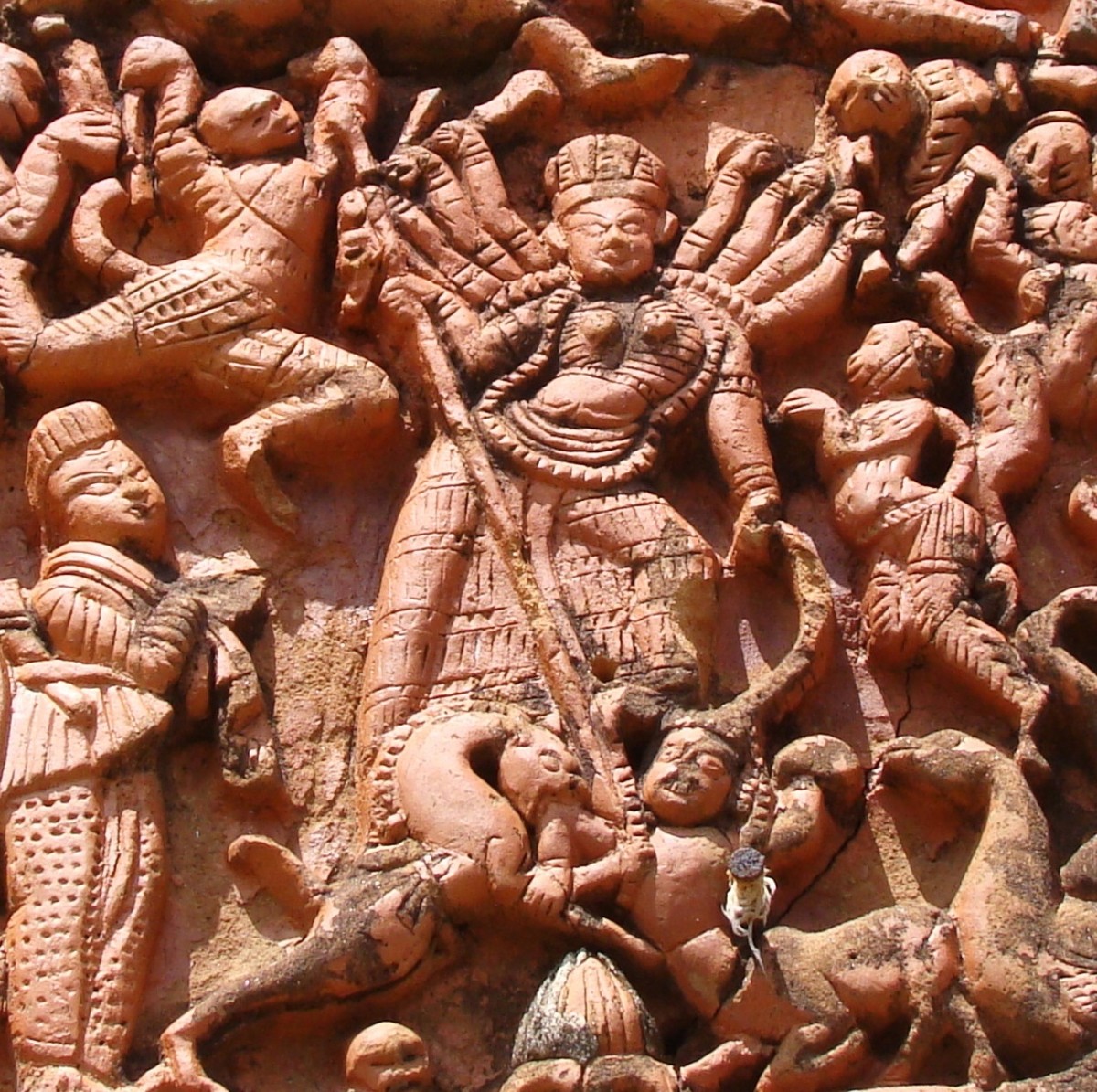 Goddess Durga as "Mahishaasura Mardini"; terracotta; Radha Damodar temple; Hadal-Narayanpur; Bankura