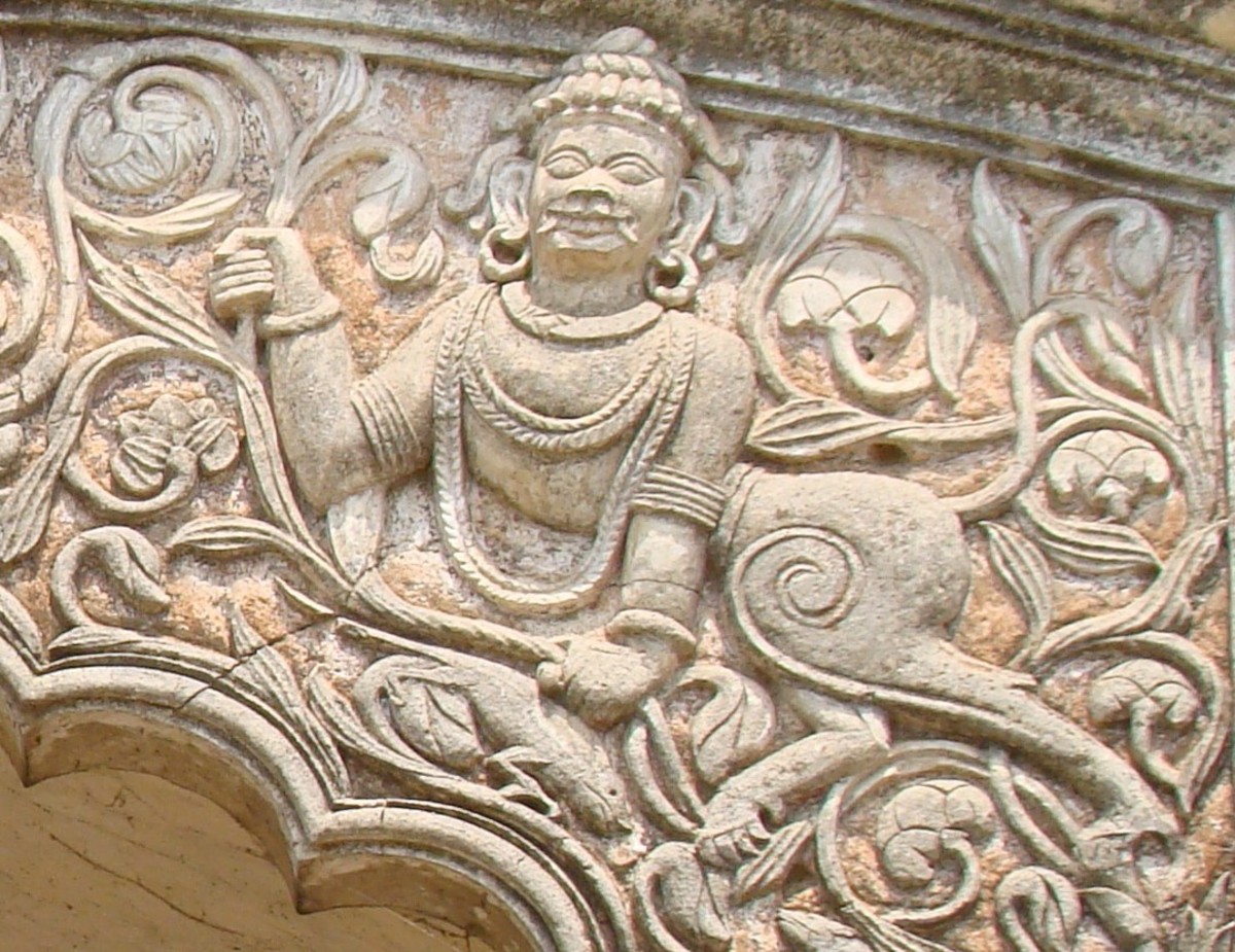 Man-lion or Manticore; stucco; Bhavaniswar temple; Baronagar, Murshidabad