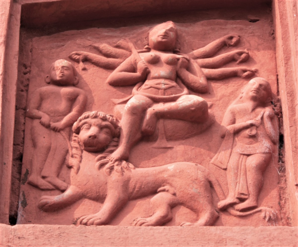Siddhidatri; terracotta; Ananda Bhairavi temple; Sukharia, Hooghly