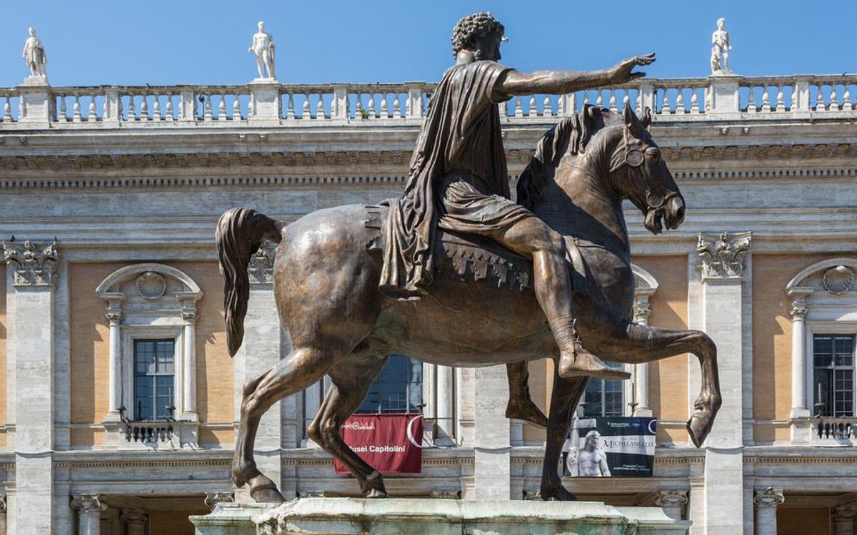 The statue of Marcus Aurelius in Capitol Square, Rome.