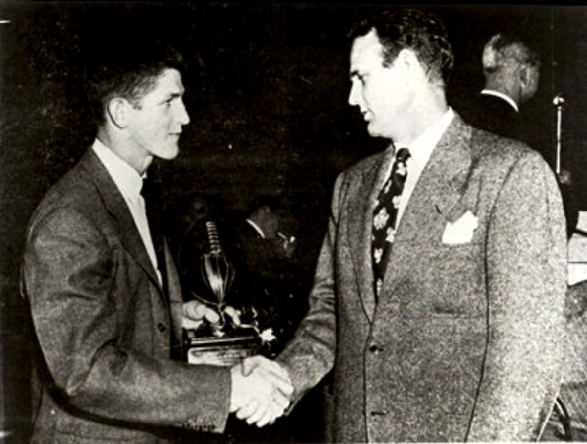 George Blanda (L) and head coach Bear Bryant, 1948