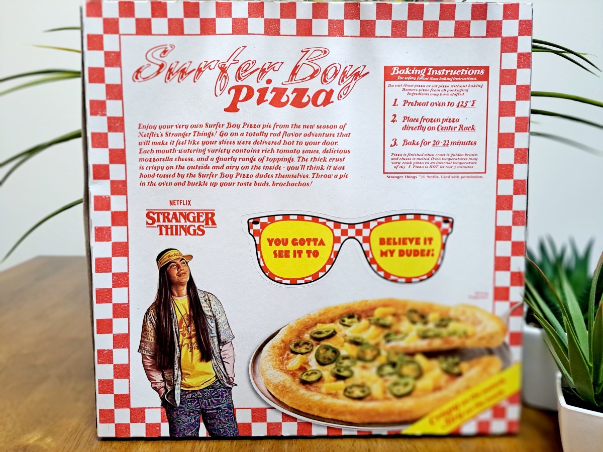 "Stranger Things" Surfer Boy Pizza (back of the box)