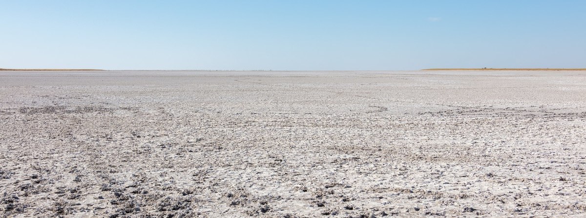 A salt pan in Makgadikgadi Pans National Park in Botswana.