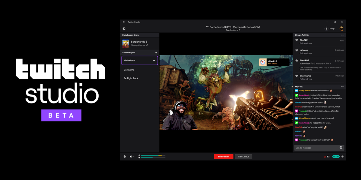 Twitch Studio beta for streaming on Twitch.