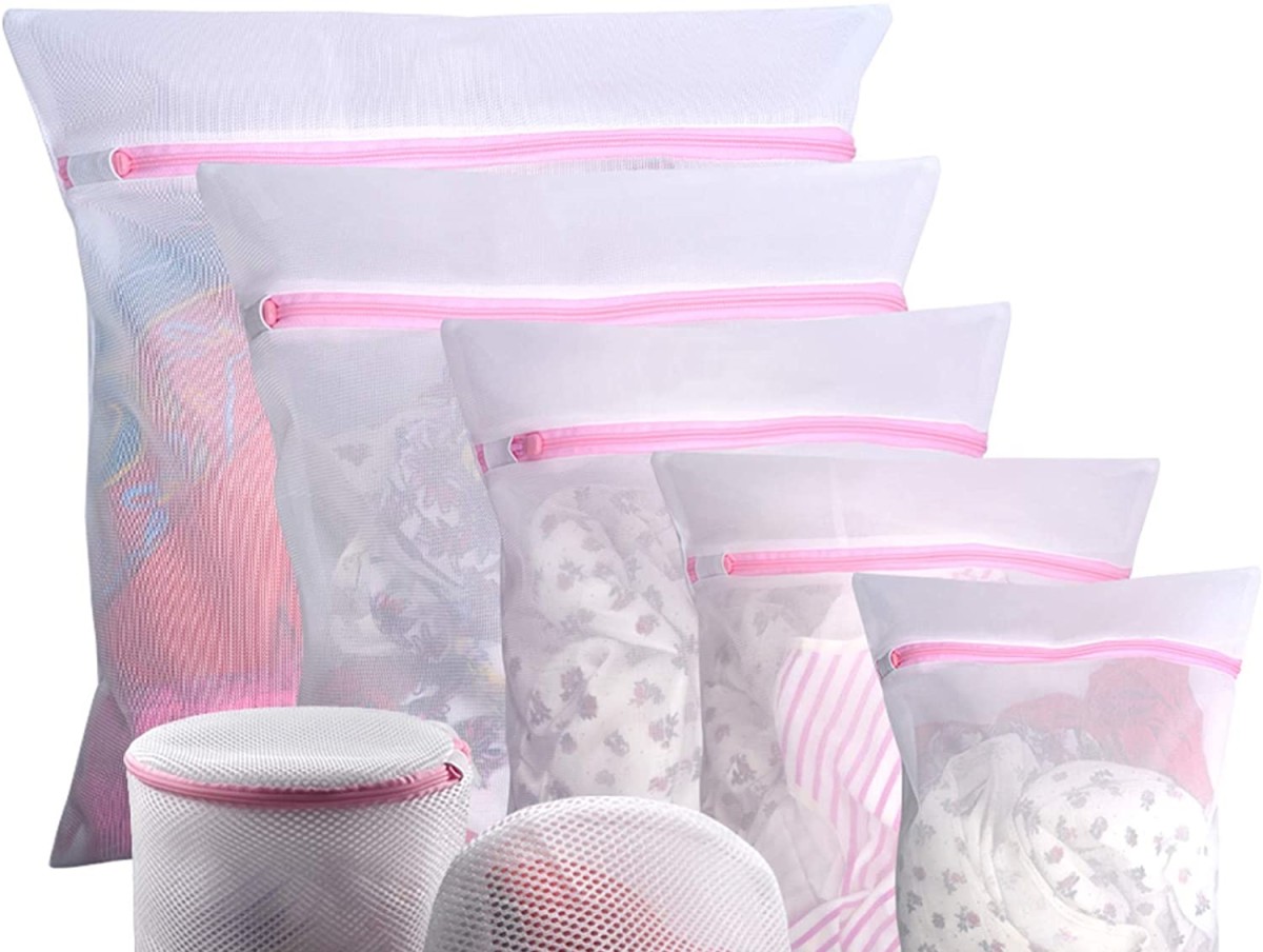 Mesh laundry bags help protect delicate fabrics in the washing machine.