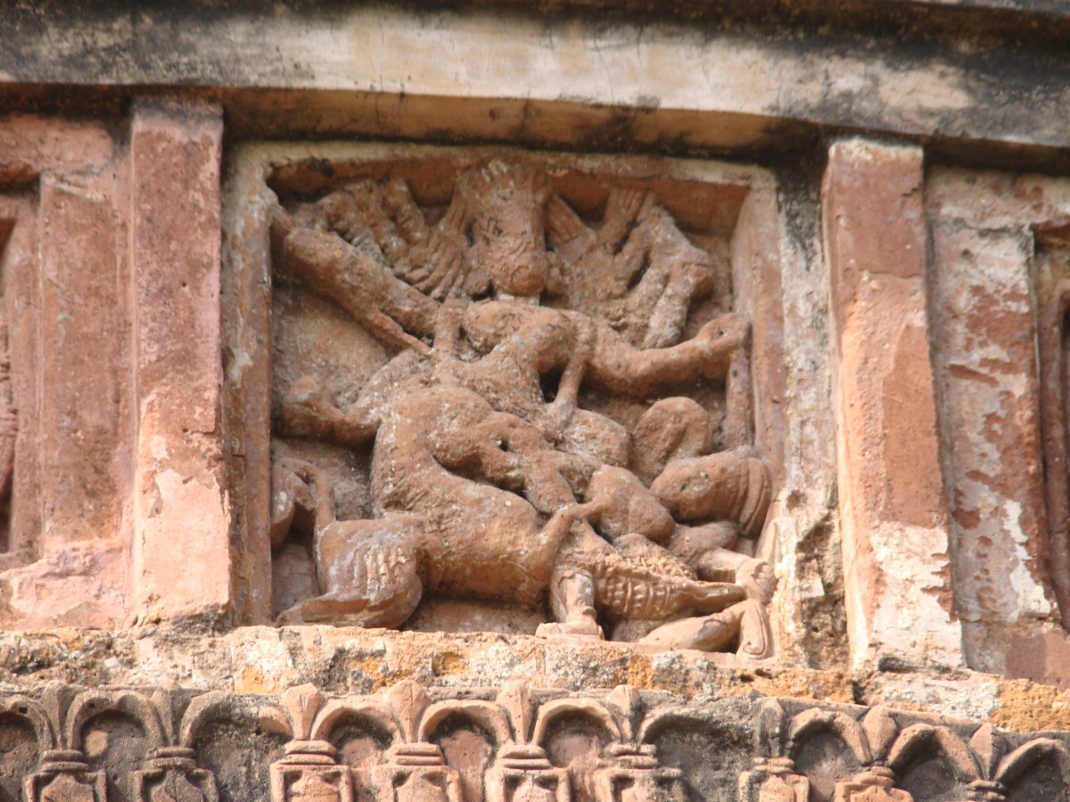 Mahishasuramardini : Goiddess Durga killing Mahishasura, the demon