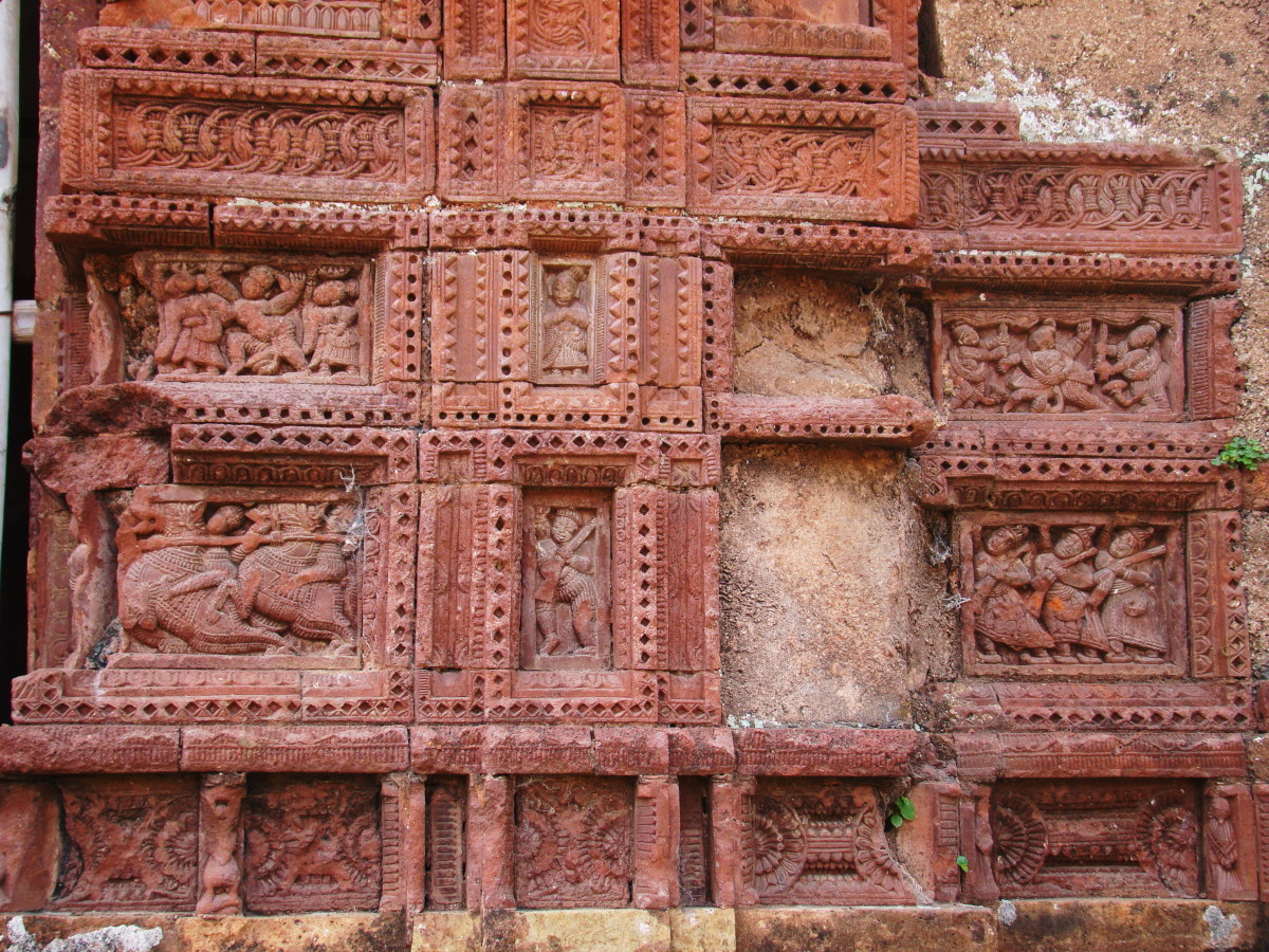 Excellent stone ("Phoolpathar") bas-relief work in some temples; Maluti