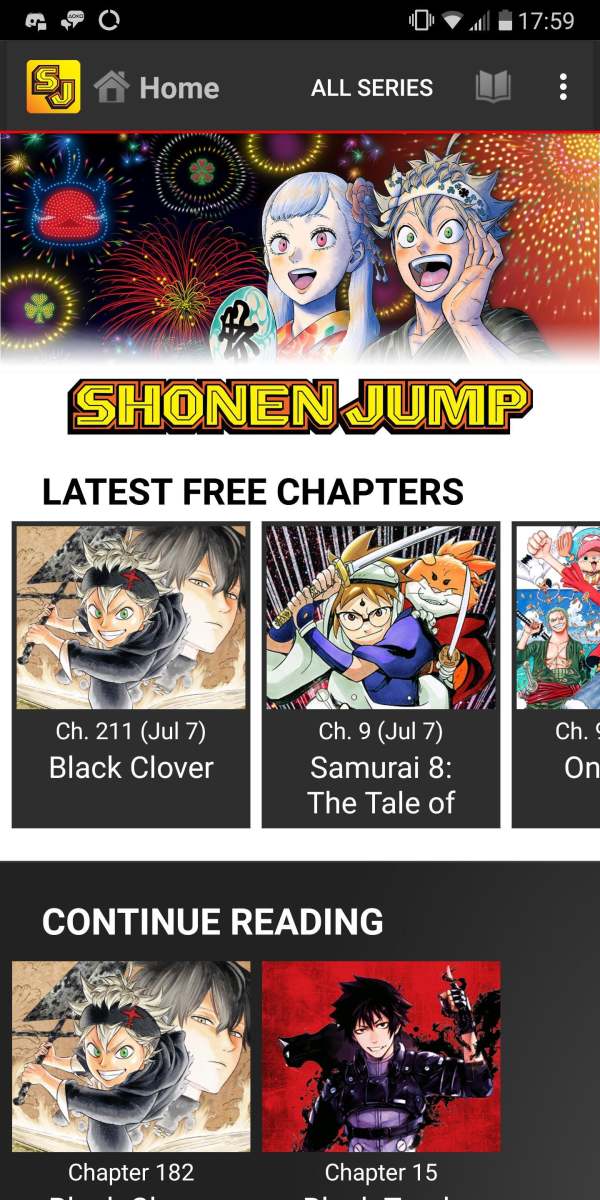 How the Shonen Jump manga app looks on your smartphone.