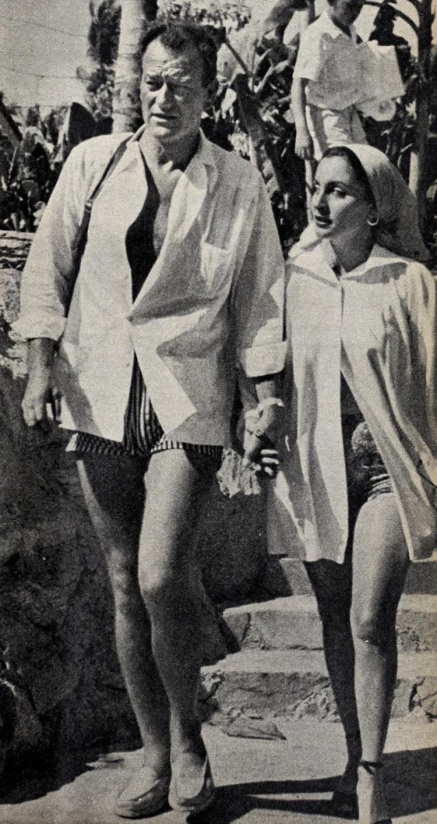 John Wayne and his third wife, Pilar Paulette-Wayne, in 1954. 