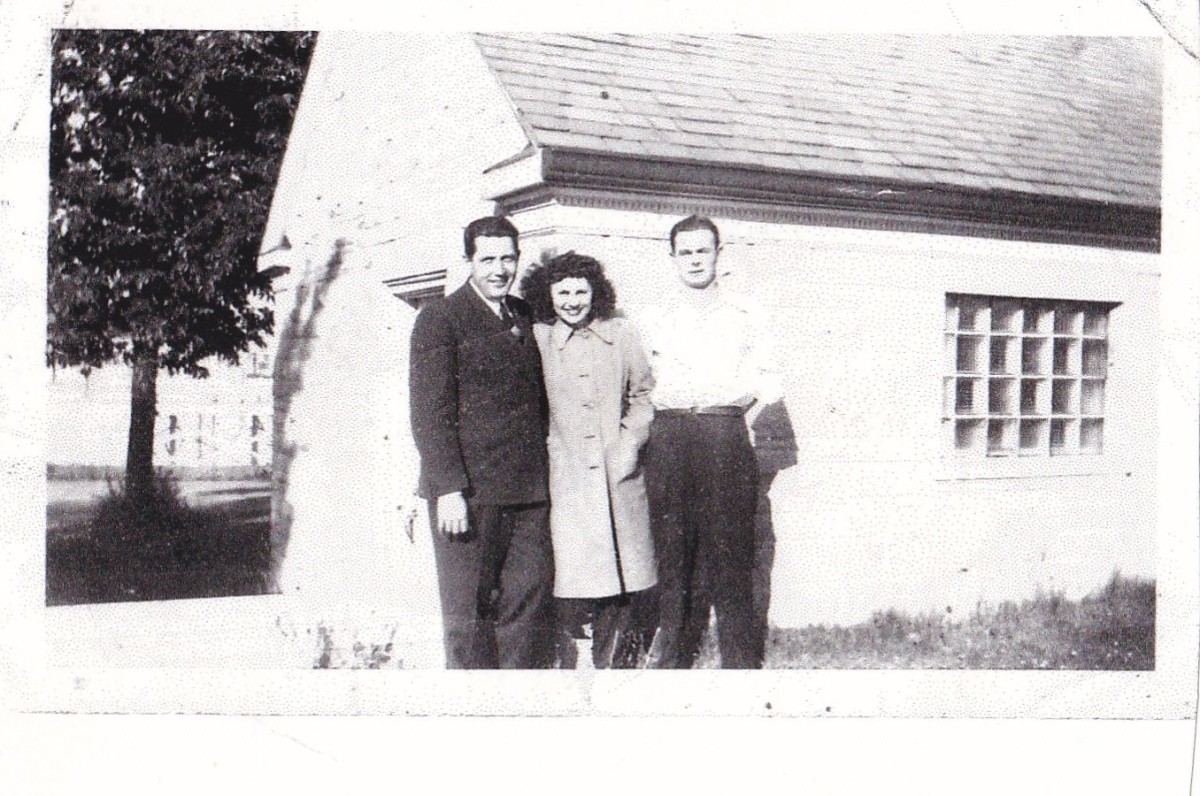From left to right:  Chuck Hyland husband of aunt Marie, aunt Marie, and uncle Dick.  Taken in early 1950s