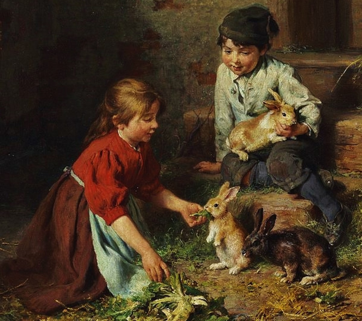 Feeding Rabbits By Felix Schlesinger