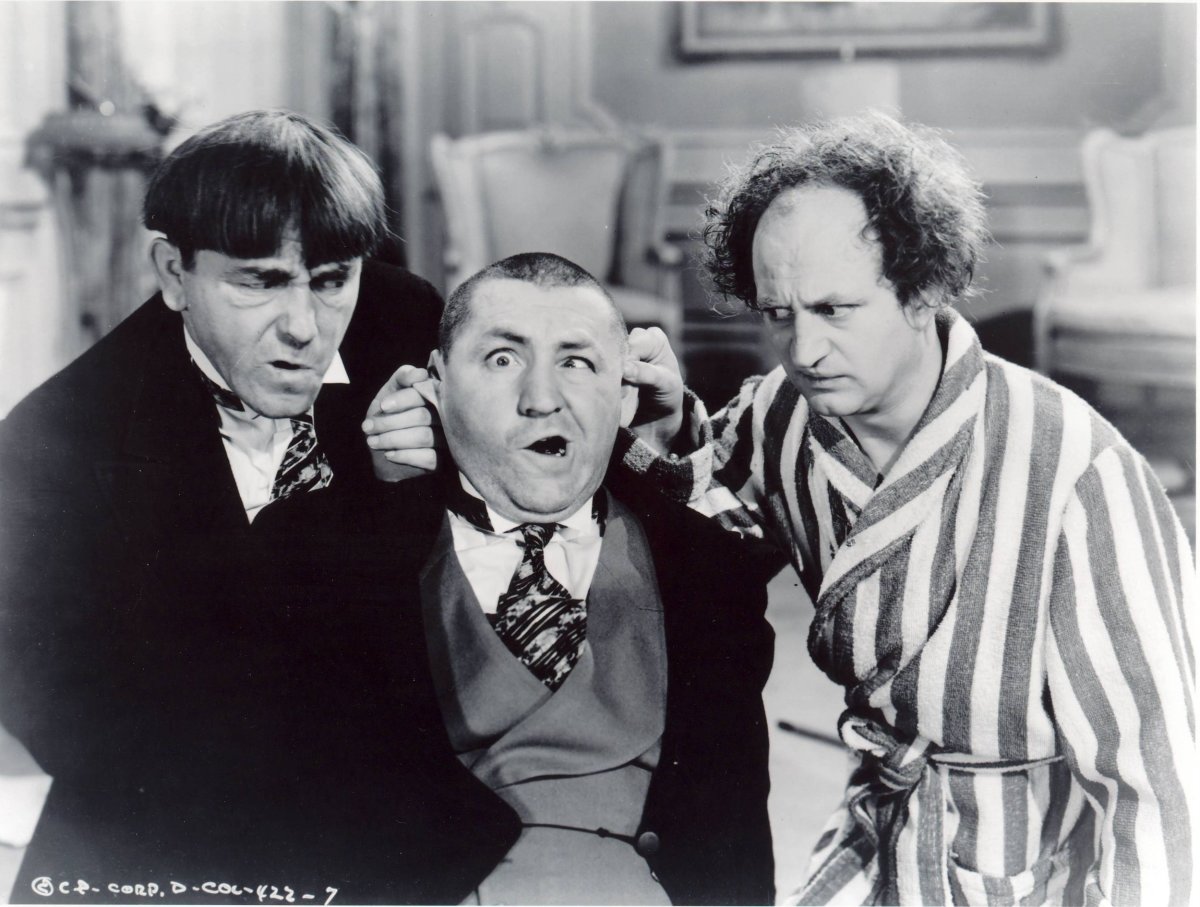 (Left to Right) Moe Howard, Curly Howard and Larry Fine of The Three Stooges