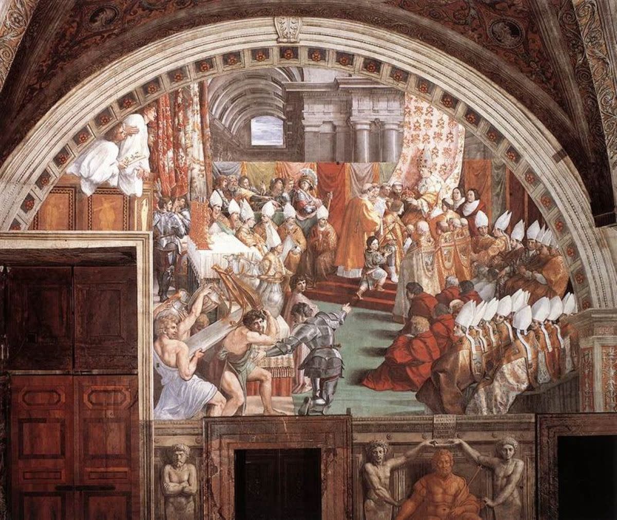 Raphael's depiction of Charlemagne's coronation. (c.1515-1516).