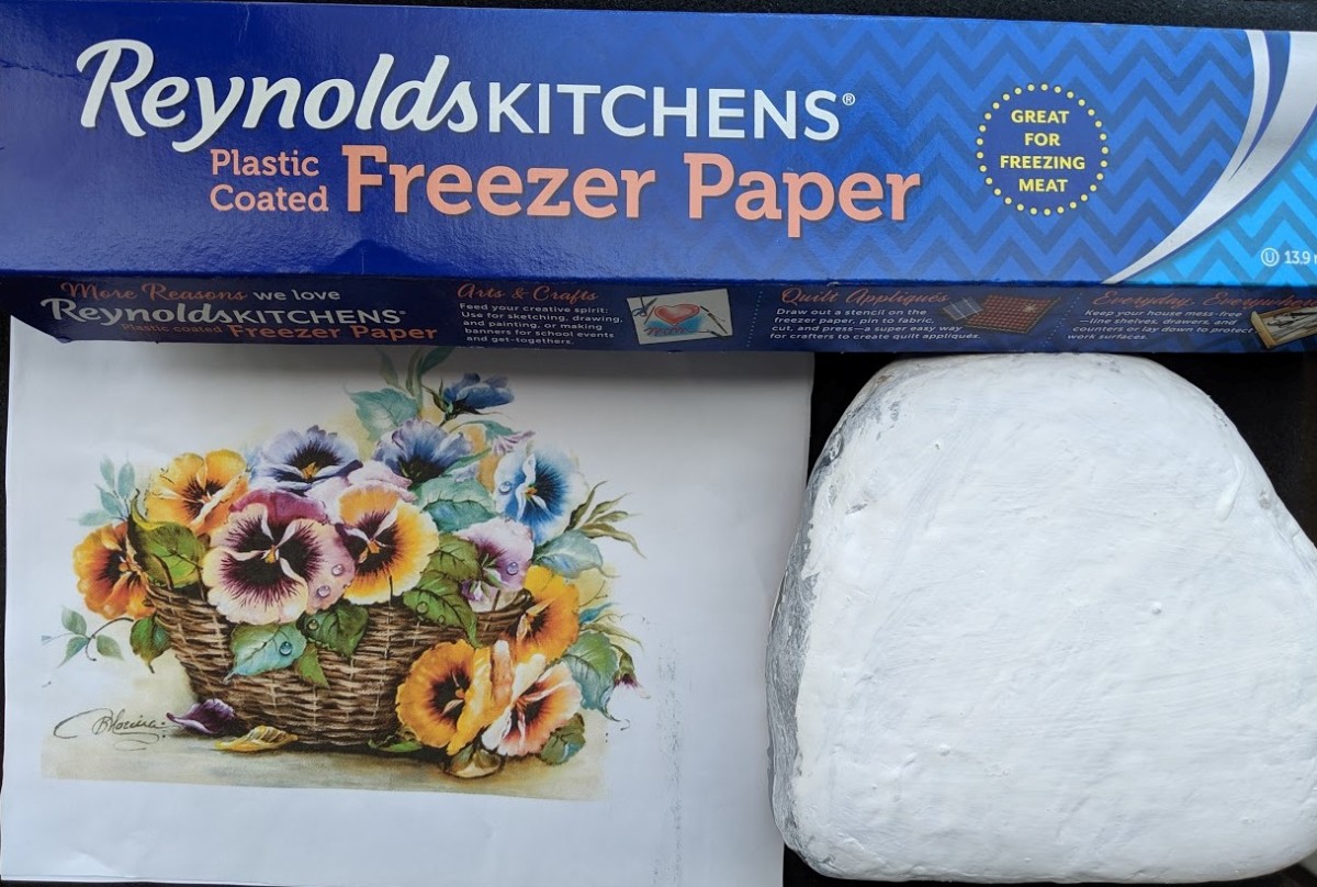 Pansy Basket Rock Painting Tutorial - How To Transfer an Image Using Freezer Paper