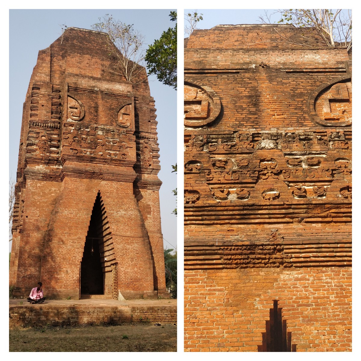 11th century Sun Temple of Sonatapal village, district Bankura with its cut-brick terracotta decorations.