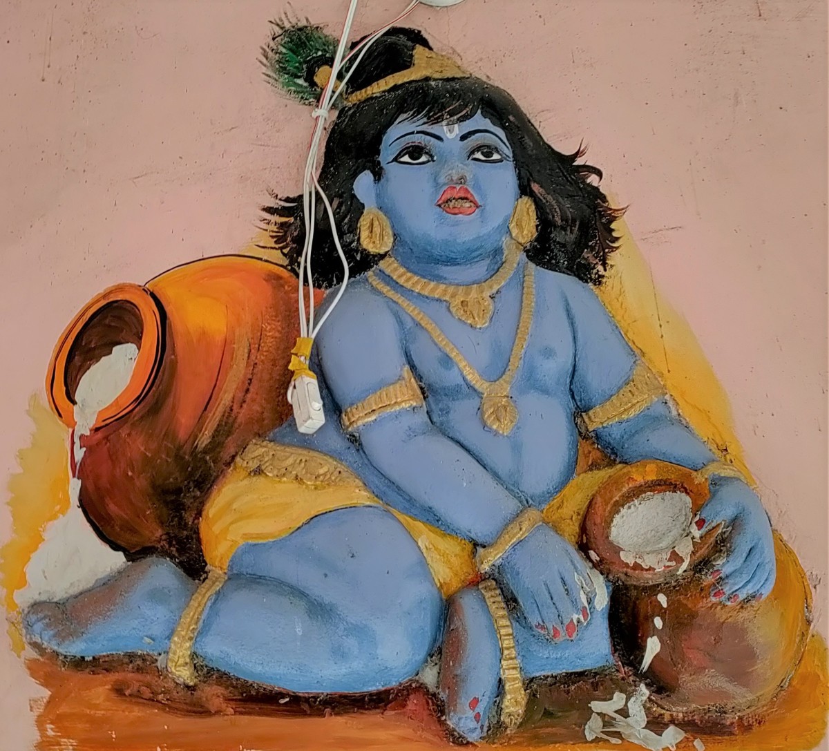 Baby Krishna in Krishna Leela; painting; Shiva temple; Birbhanpur; district Paschim Bardhaman.