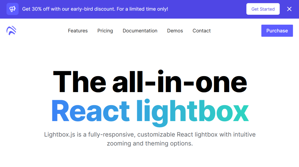 The landing page for the Lightbox.js site