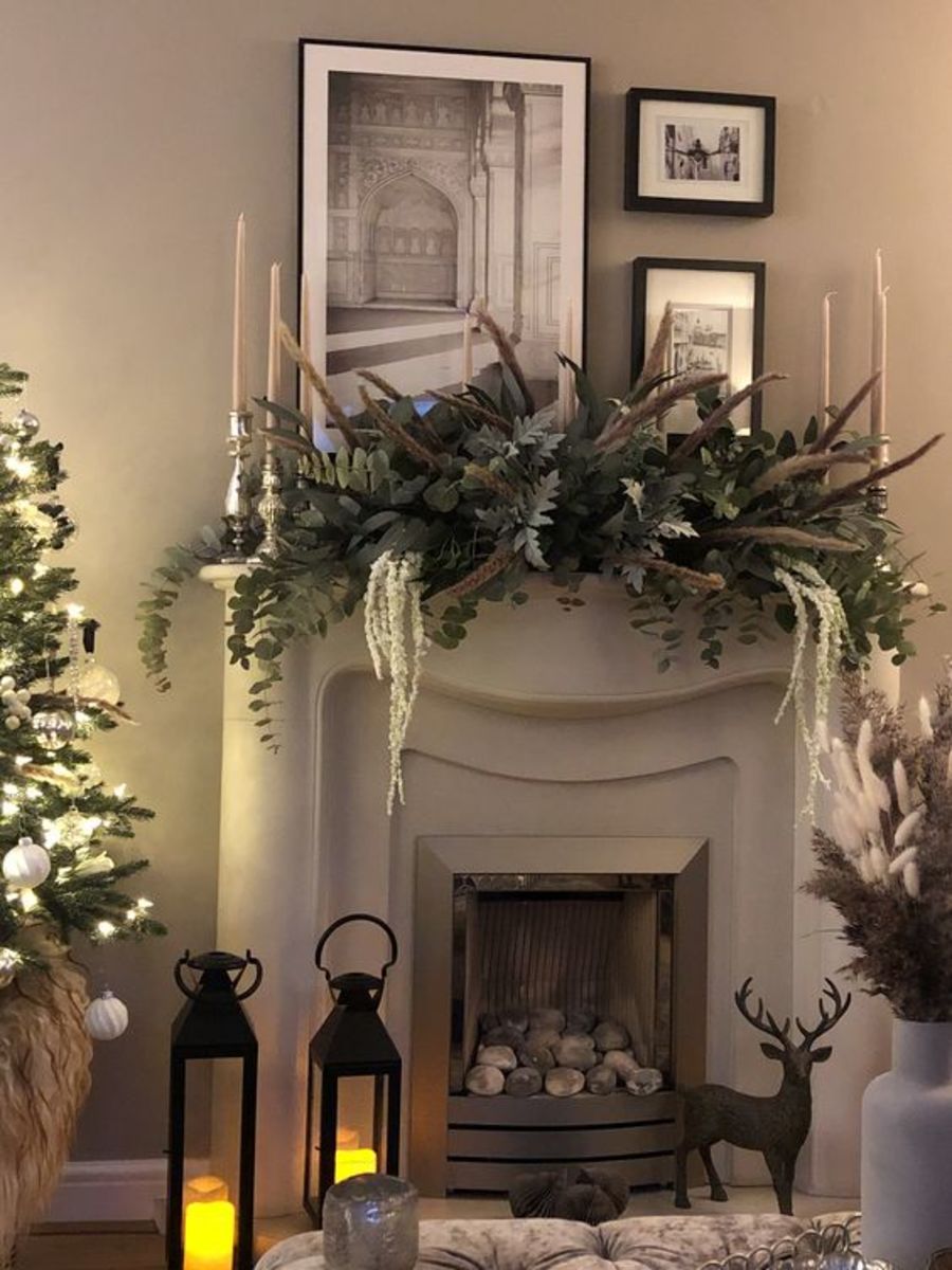 Christmas Mantle: Decorating Around a TV • Mindfully Gray