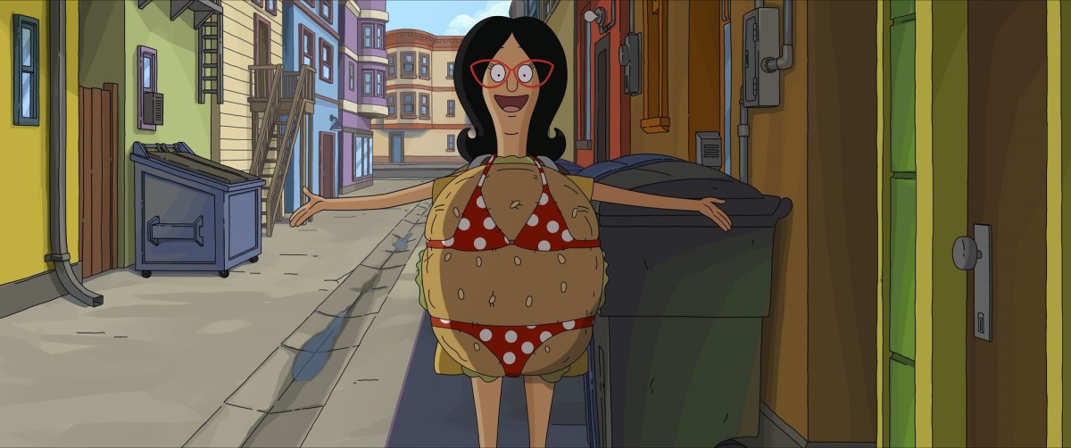 Linda Belcher dressed as a sexy hamburger in "The Bob's Burgers Movie."