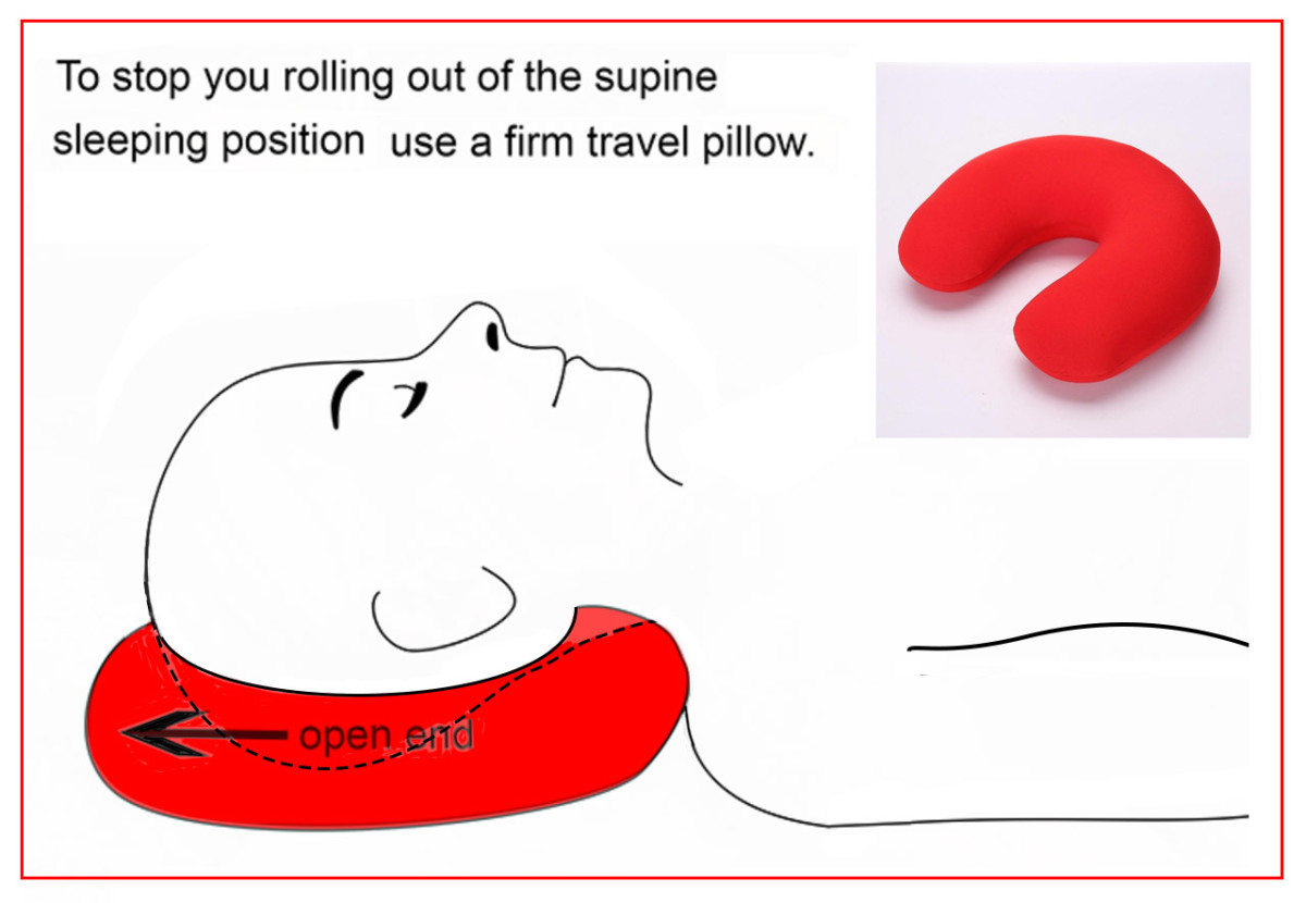 The sides of the hollow travel pillow keep the head (and the whole body) steady.