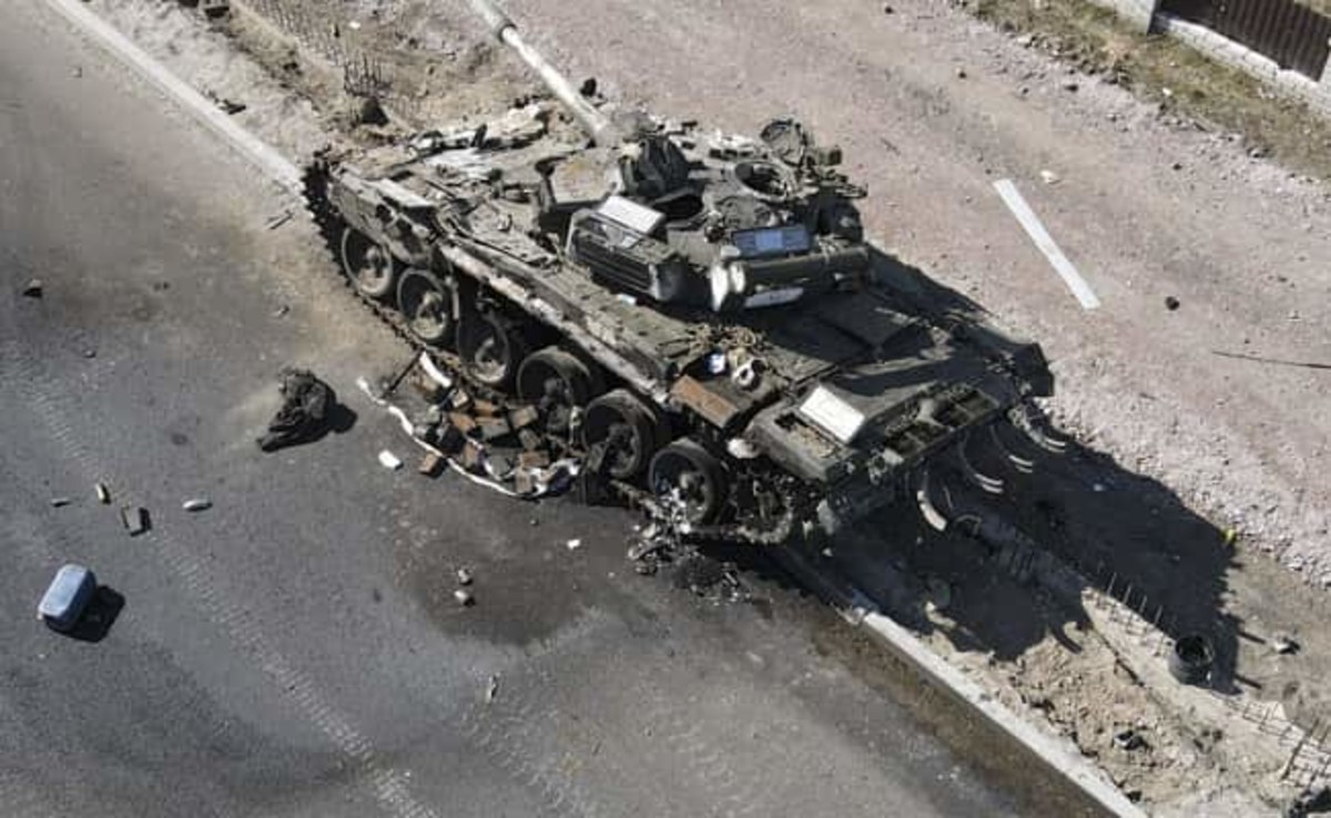 A destroyed Russian Tanker in Ukrain