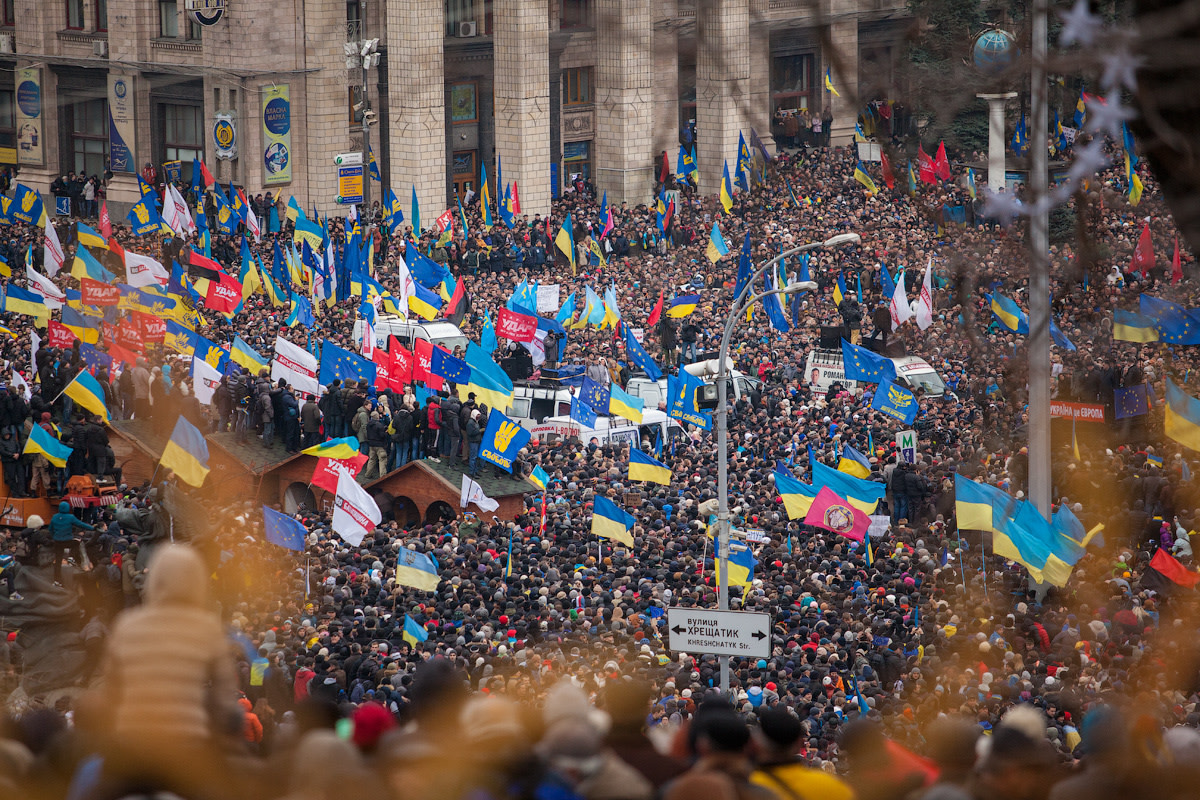 Protests in Kyiv during the Euromaidan in December 2013.