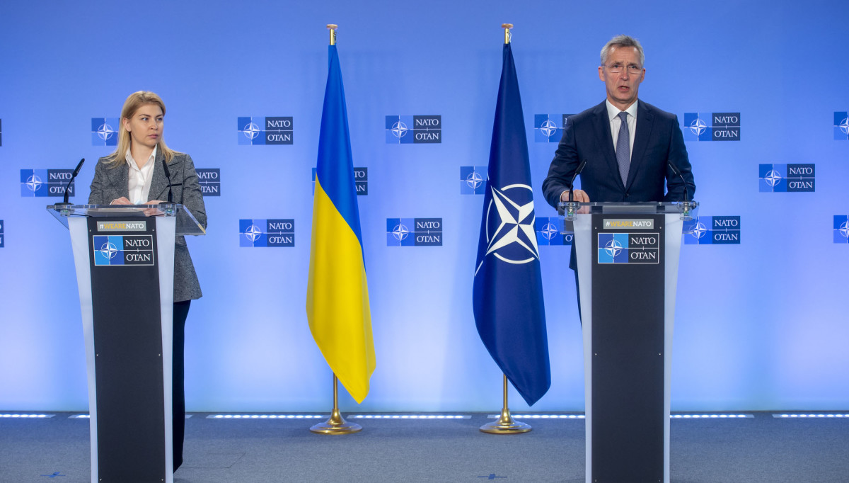 On January 10, 2022, Ukrainian Deputy Prime Minister Olha Stefanishyna and NATO Secretary-General Jens Stoltenberg addressed the media about the possibility of a Russian invasion.