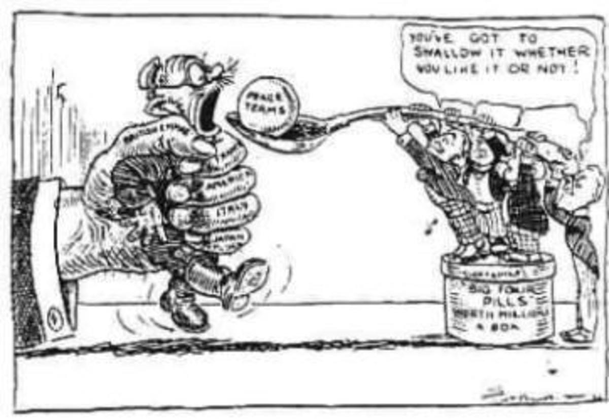 Treaty of Versailles political cartoon.