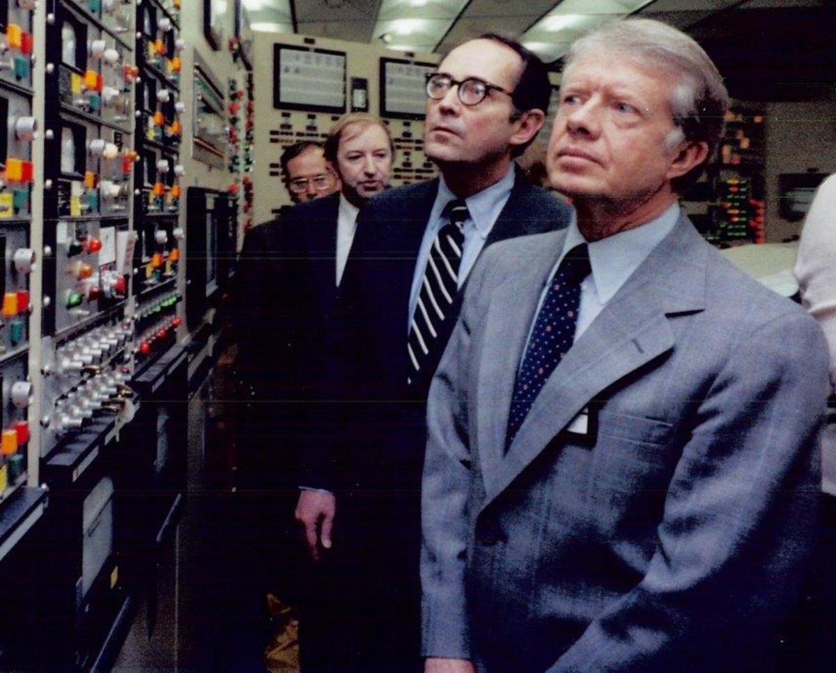 President Carter in the TMI-2 Control Room (with Thornburgh, Denton)