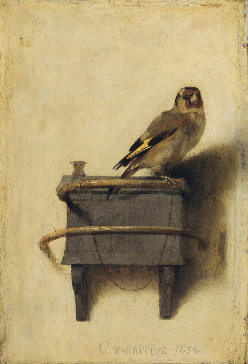 "The Goldfinch" painted by Carel Fabritius, Dutch, 1654