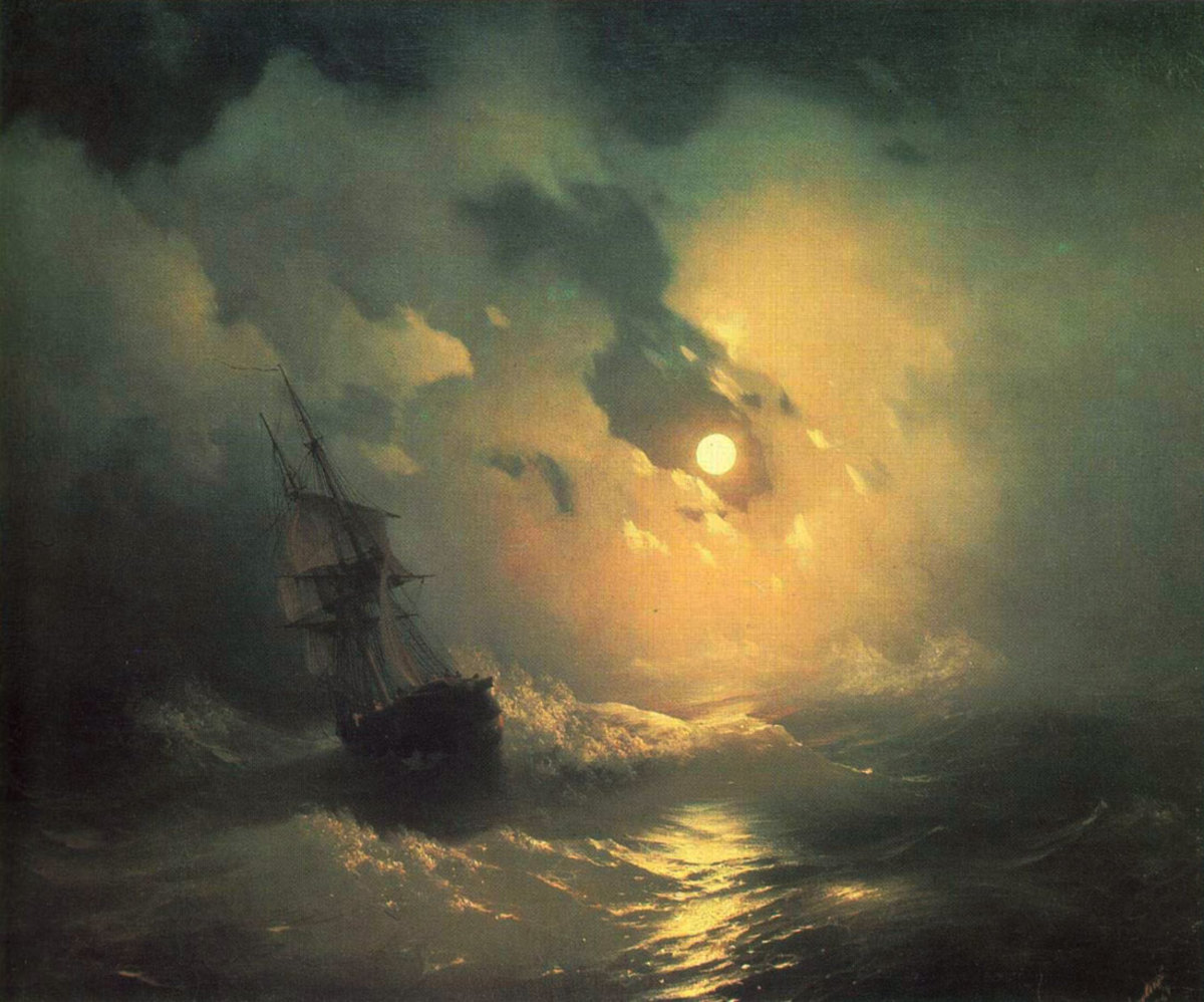 A Stormy Sea at night