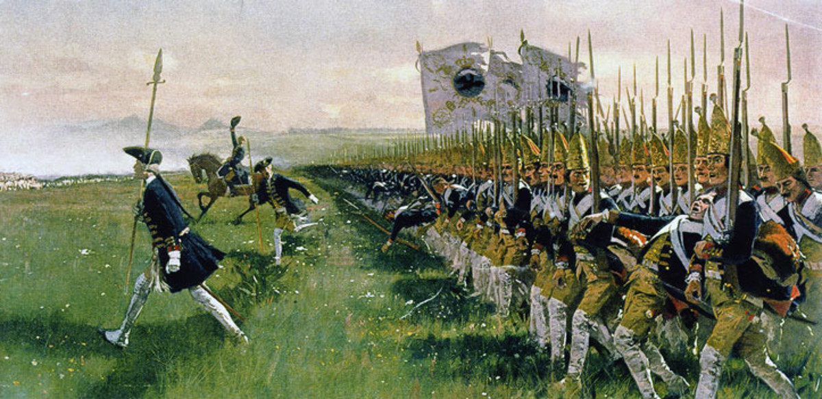 Prussian infantry advancing at Hohenfriedberg