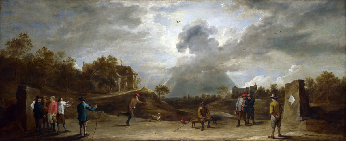 A painting by David Teniers the Younger shows peasants at archery.