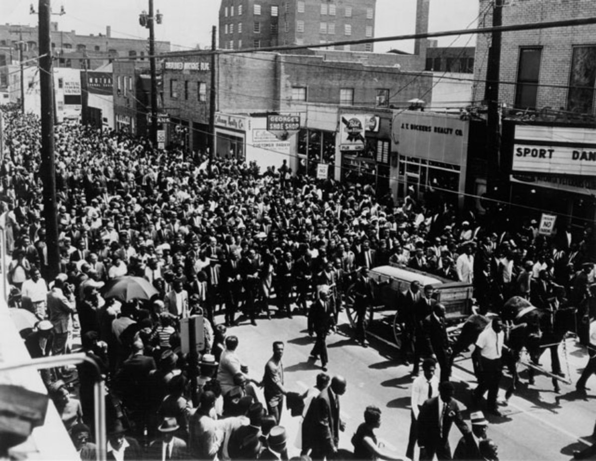 April 9, 1968, Dr. King's funeral rolls through Atlanta